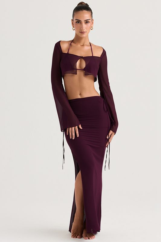 Burgundy House Of Cb Cutout Maxi Skirts | XMZ-546123