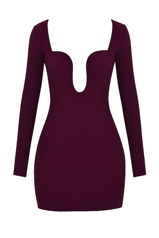 Burgundy House Of Cb Plunge  Dress | UFW-795310