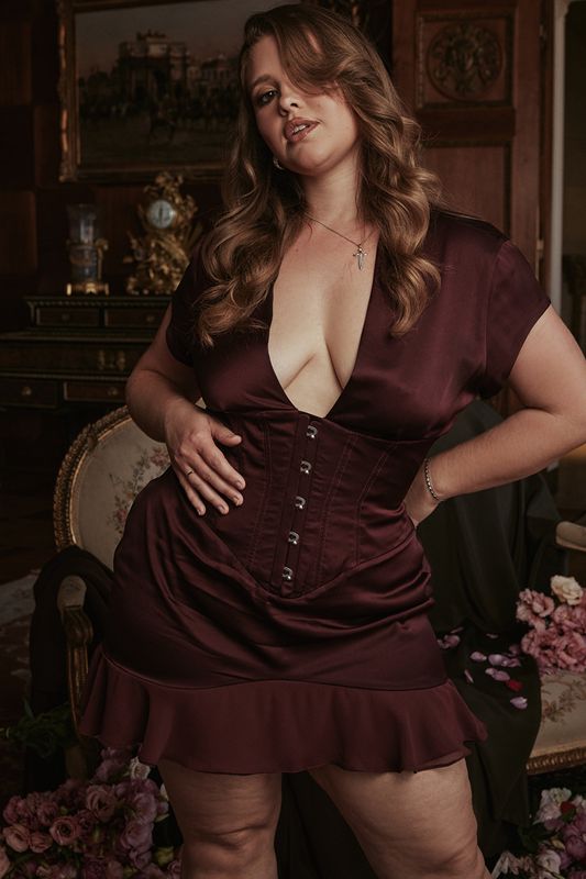 Burgundy House Of Cb Ruffle  Dress | DFN-980736