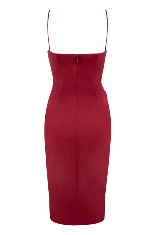 Burgundy House Of Cb Satin  Midi Dress | PJC-485629