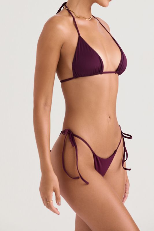 Burgundy House Of Cb Tie Side Bikini Bottoms | PNW-340197