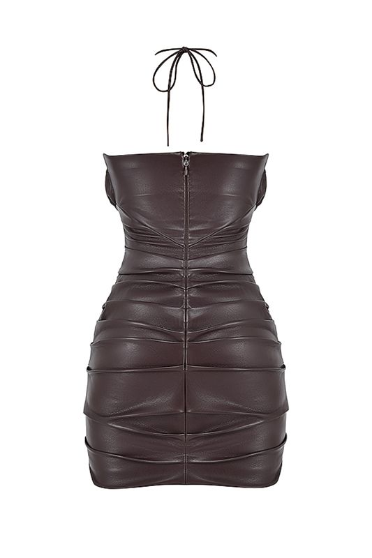 Chocolate House Of Cb Chocolate Vegan Leather Mini  Dress | GEM-481096