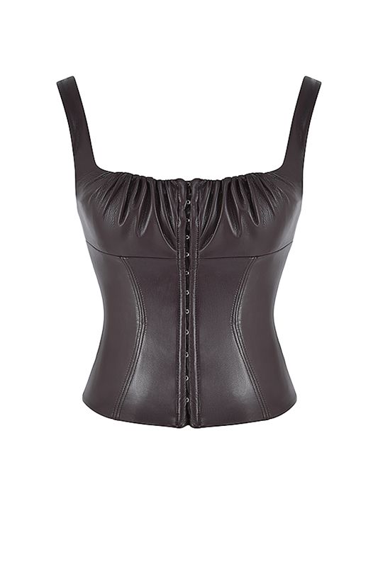 Chocolate House Of Cb Chocolate Vegan Leather Corset | OHI-506829