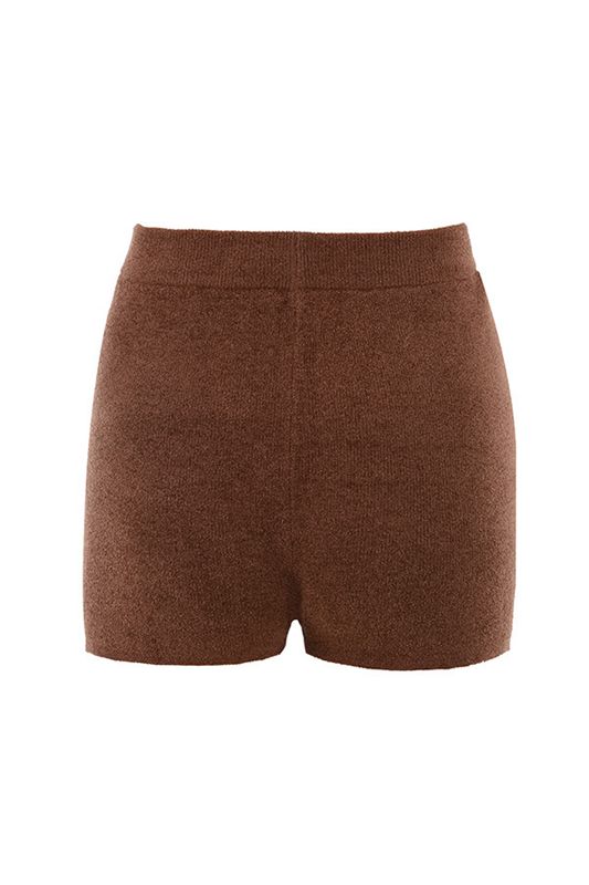 Chocolate House Of Cb Fluffy Knit High Waisted  Shorts | SFG-528640