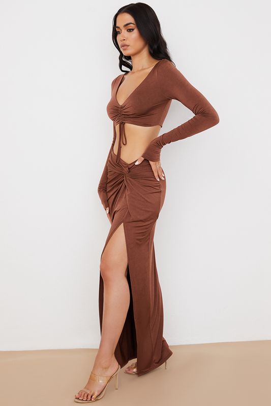 Chocolate House Of Cb Jersey Twist Front Maxi  Skirts | AQD-428153