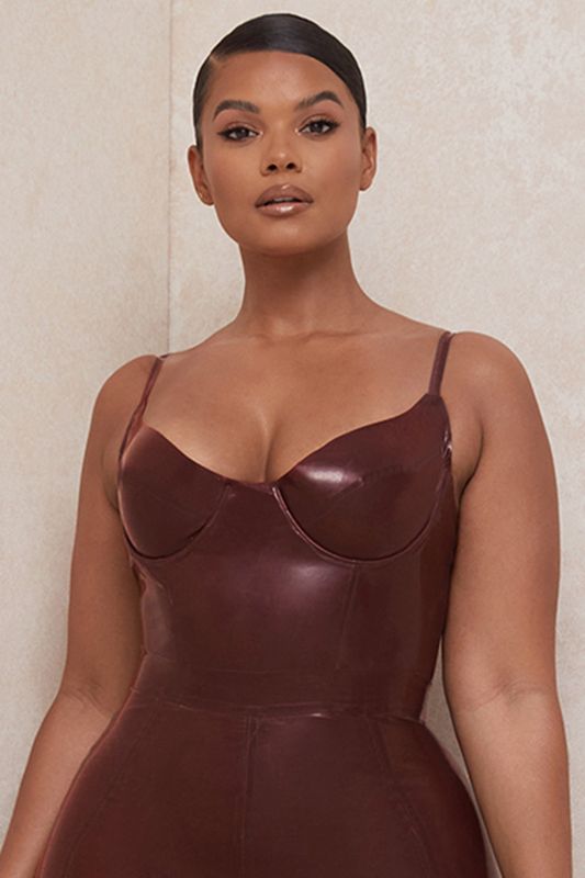 Chocolate House Of Cb Latex Bustier Bodysuit | QSR-014937