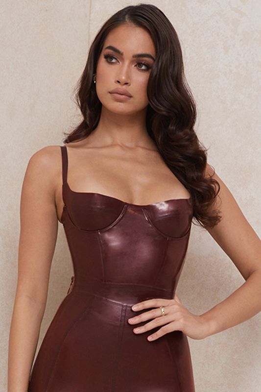 Chocolate House Of Cb Latex Bustier Bodysuit | QSR-014937