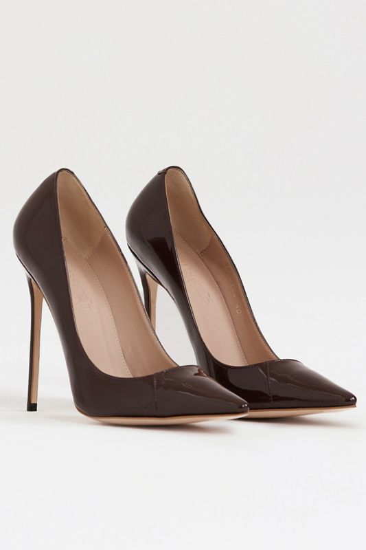 Chocolate House Of Cb Paint Brown Patent Leather Pointy Toe Heels | VQG-518796