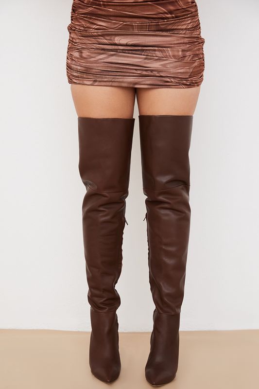 Chocolate House Of Cb Real Leather Thigh Boots | QHG-309572