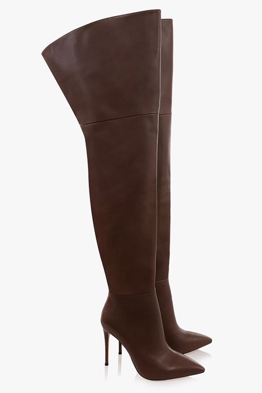 Chocolate House Of Cb Real Leather Thigh Boots | QHG-309572