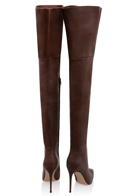 Chocolate House Of Cb Real Leather Thigh Boots | QHG-309572