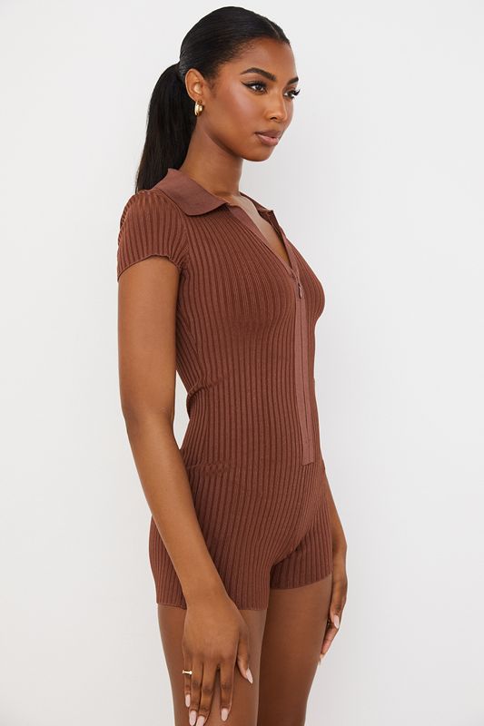 Chocolate House Of Cb Ribbed  Playsuit | NVK-689532