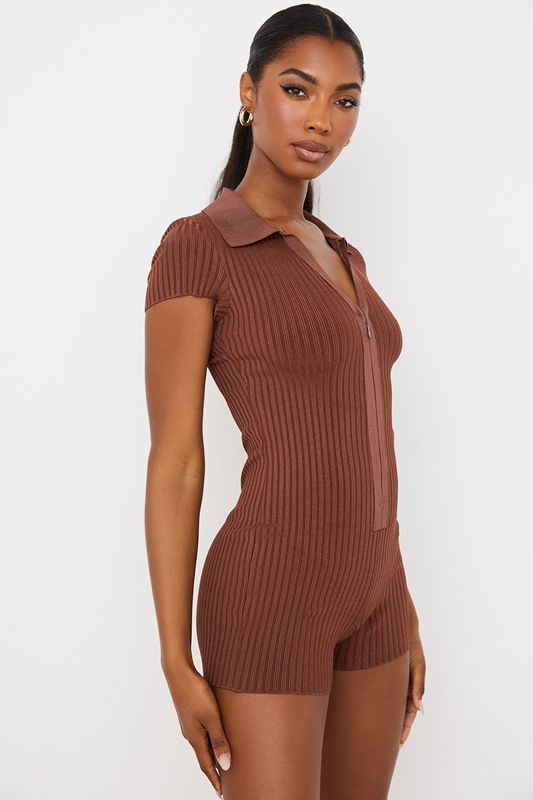 Chocolate House Of Cb Ribbed  Playsuit | NVK-689532