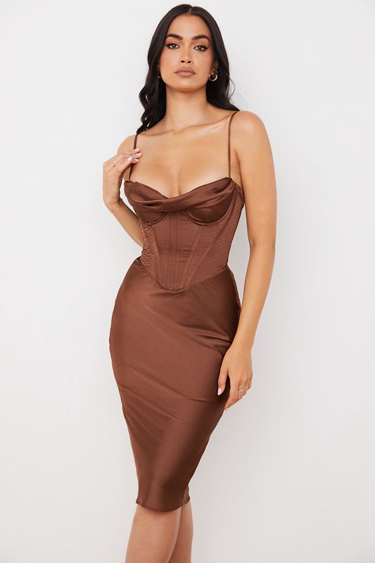 Chocolate House Of Cb Satin Slip Dress | DMU-384051