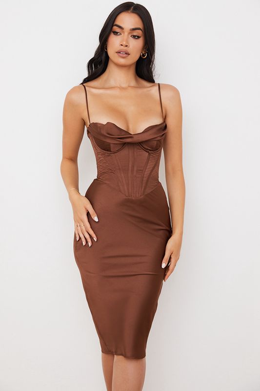 Chocolate House Of Cb Satin Slip Dress | DMU-384051