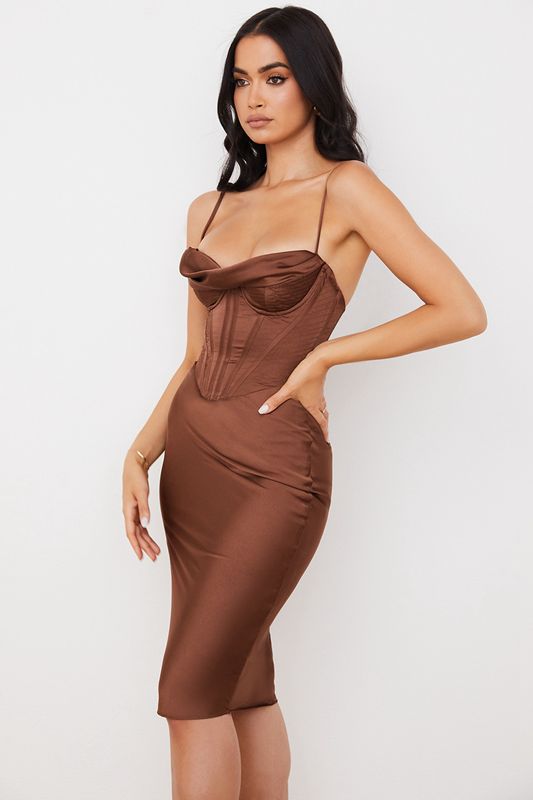 Chocolate House Of Cb Satin Slip Dress | DMU-384051