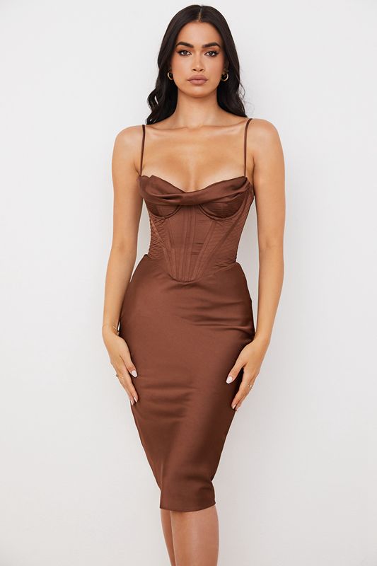 Chocolate House Of Cb Satin Slip Dress | DMU-384051