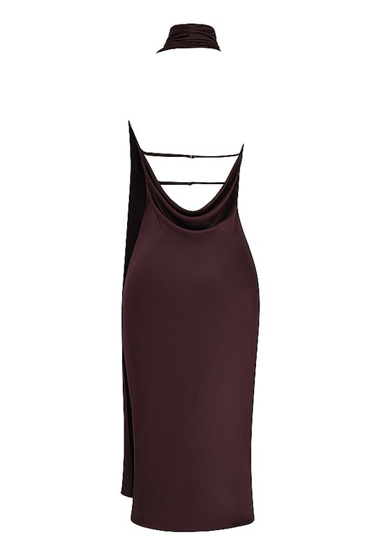 Chocolate House Of Cb Wrap Neck Midi Dress | LCP-643127