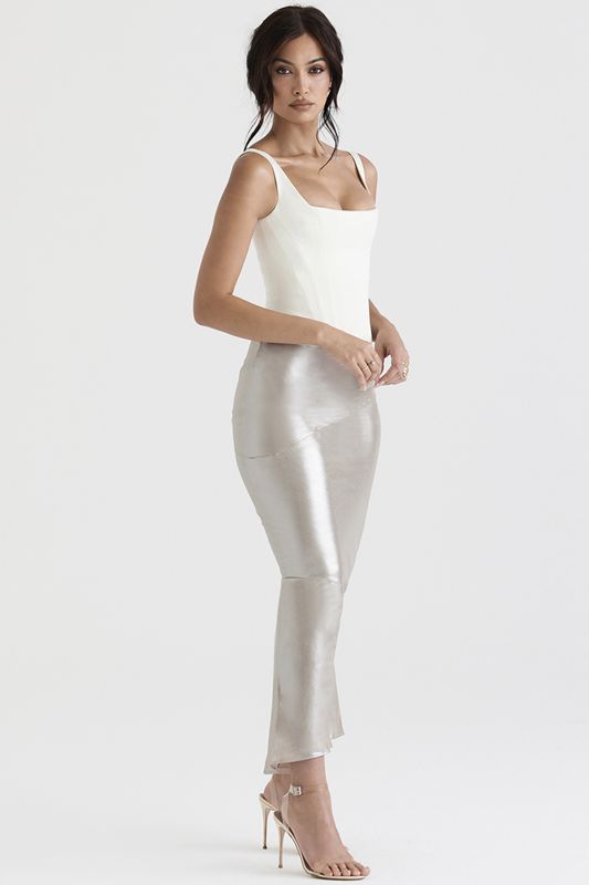 Cream House Of Cb Champagne Midi Skirts | XNW-619752