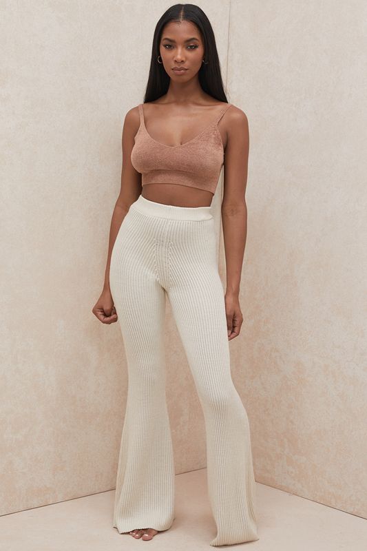 Cream House Of Cb Chunky Ribbed Knits Pants | QGS-926318