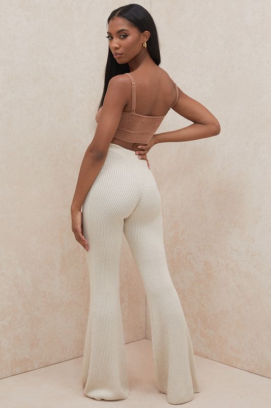 Cream House Of Cb Chunky Ribbed Knits Pants | QGS-926318