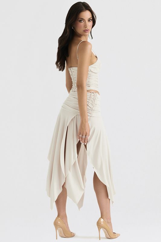 Cream House Of Cb White Draped Midi Skirts | XDV-907235