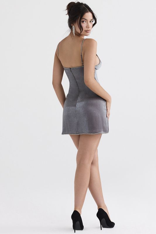 Deep Grey House Of Cb Iridescent Mini Dress | QLD-815032