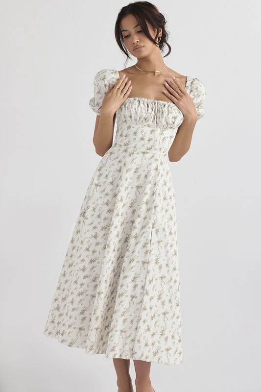 Flower House Of Cb Print Puff Sleeve Midi  Dress | QVA-126074