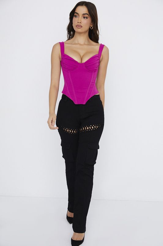 Fuchsia House Of Cb Boned  Bodysuit | OAL-203198