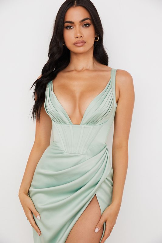 Green House Of Cb Satin  Midi Dress | NDV-256807