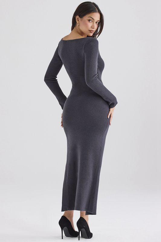 Grey House Of Cb Cashmere Knit Maxi Dress | MFU-306914