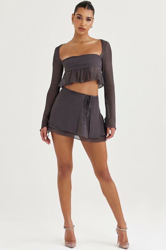 Grey House Of Cb Floaty Layered Mini Skirts | HRK-708259