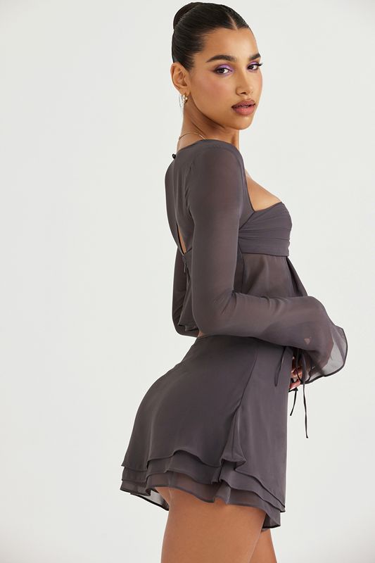 Grey House Of Cb Floaty Layered Mini Skirts | HRK-708259