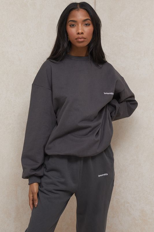 Grey House Of Cb Oversized Crewneck Sweatshirts | ZTR-138705