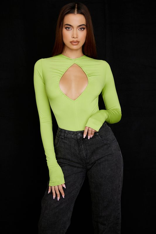 Light Green House Of Cb Green Cutout Bodysuit | MBG-895271