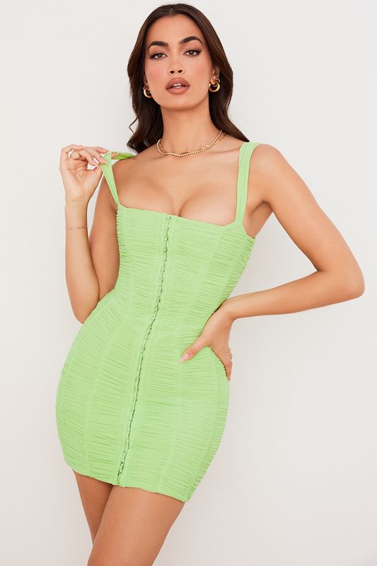 Light Green House Of Cb Ruched Mesh Mini Dress | DYJ-567928