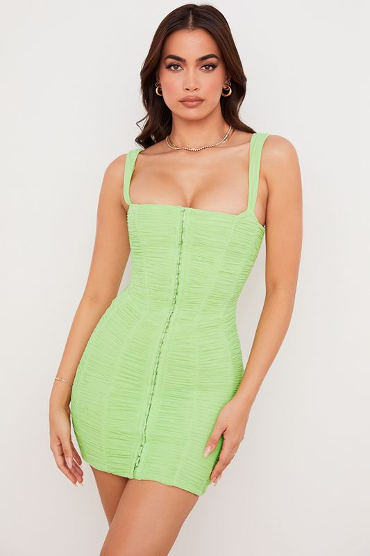 Light Green House Of Cb Ruched Mesh Mini Dress | DYJ-567928