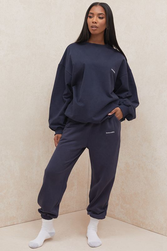 Navy House Of Cb Fleece Back Pants | TZA-297045