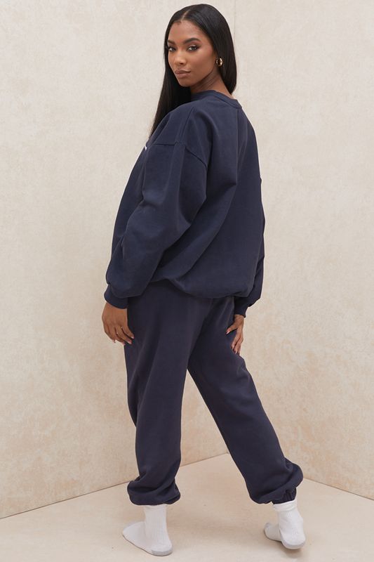 Navy House Of Cb Fleece Back Pants | TZA-297045