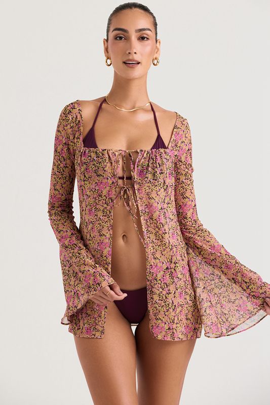 Olive House Of Cb Floral Cover Up Swimsuit | JRO-680241