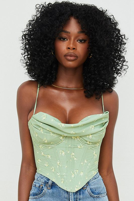 Olive House Of Cb Floral Draped Bodysuit | NPH-826903