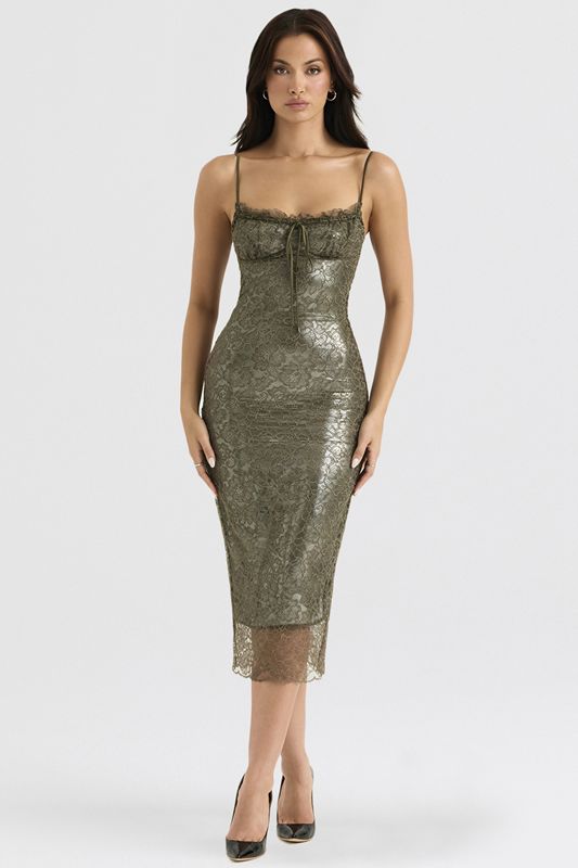 Olive House Of Cb Lace  Midi Dress | WVE-681920