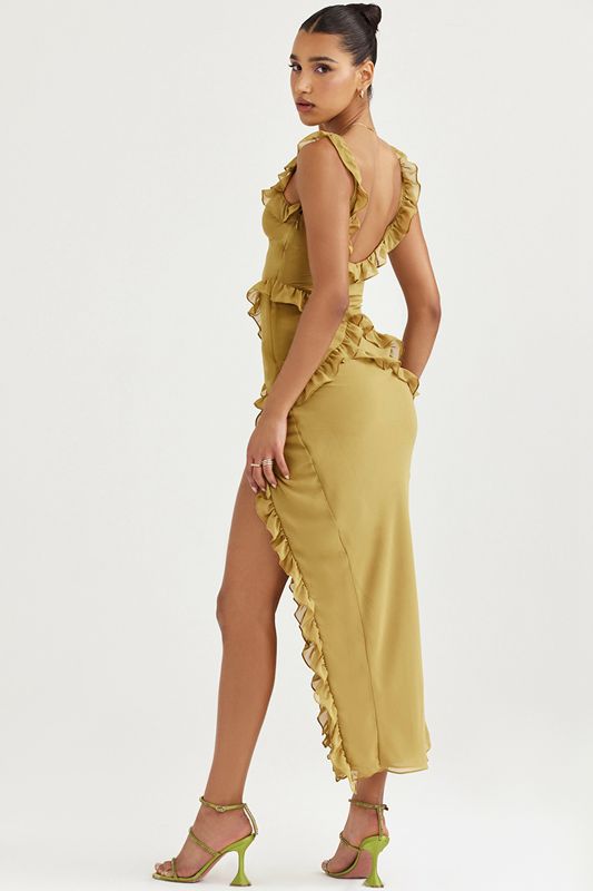 Olive House Of Cb Ruffle Maxi Dress | ZNY-850142