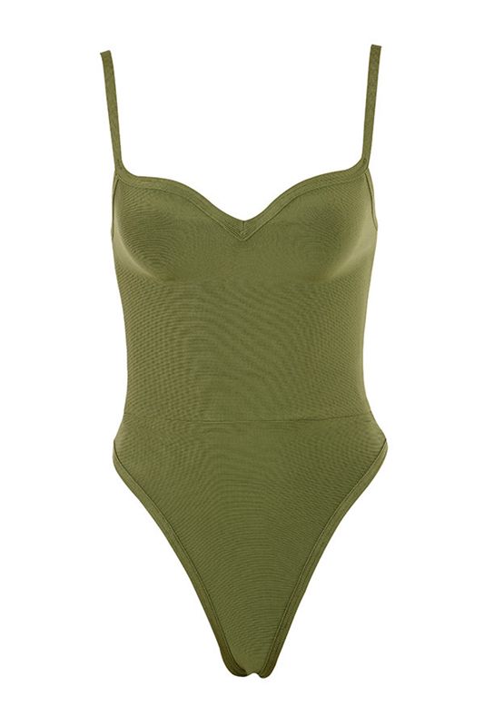 Olive House Of Cb Sweetheart Neckline Bodysuit | LHA-708196