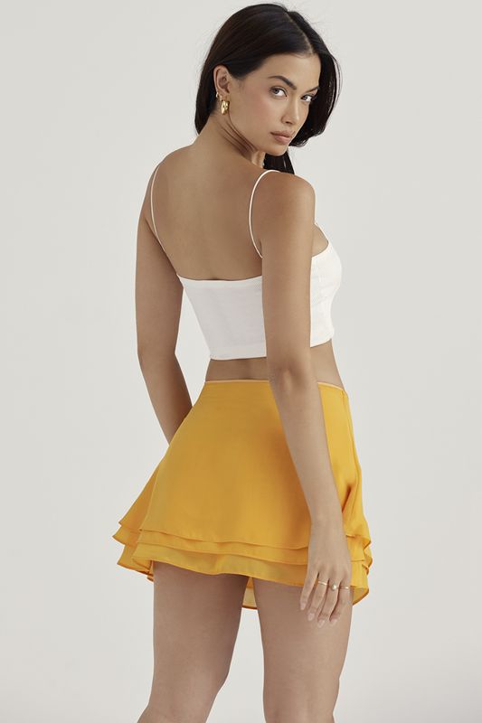 Orange House Of Cb Floaty Layered Mini Skirts | IWS-867231