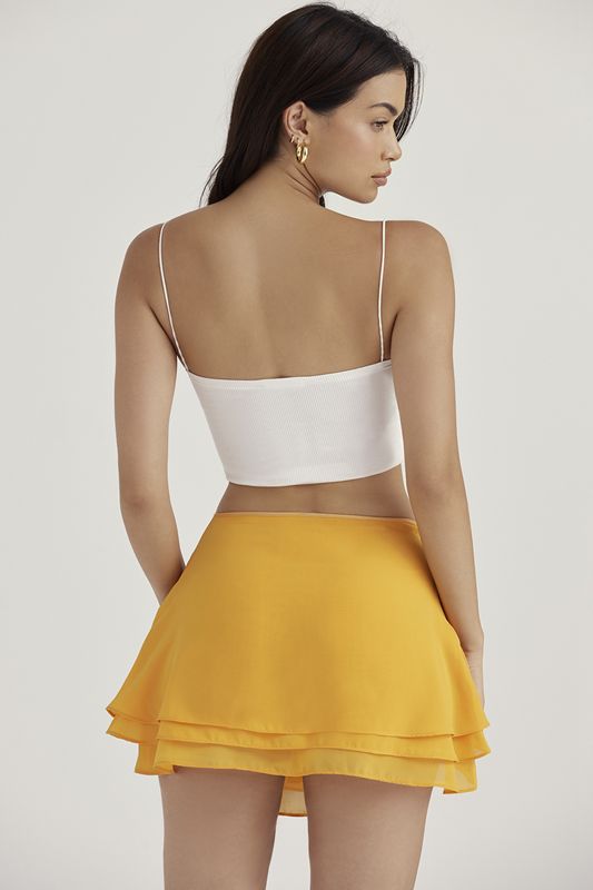 Orange House Of Cb Floaty Layered Mini Skirts | IWS-867231