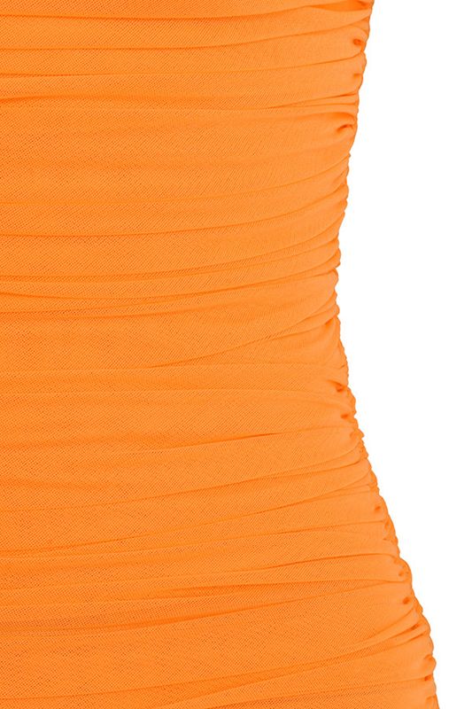 Orange House Of Cb Ruched Organza Mesh Mini  Dress | CSD-132756