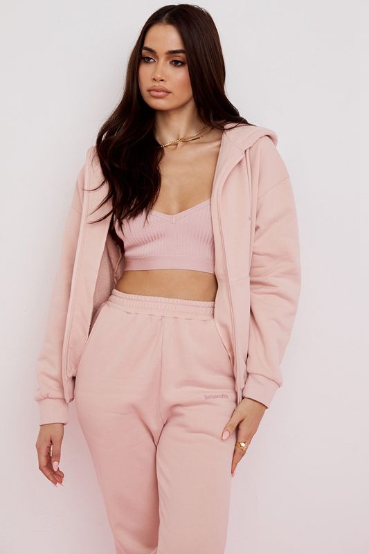 Pink House Of Cb Blush Zip Through Hoodie | JTD-052694