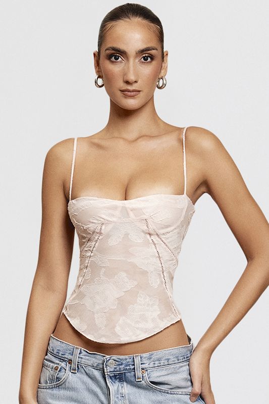 Pink House Of Cb Floral Lace Camisole Tops | RLW-186724