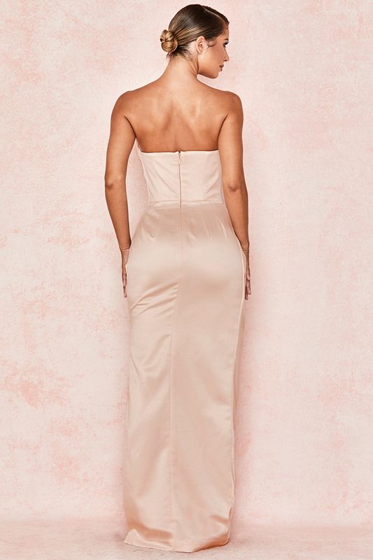 Pink House Of Cb Satin Strapless Gown Dress | OXP-486390